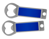 Metal Bottle Opener / Tab Opener Blue - Recessed on Both Sides
